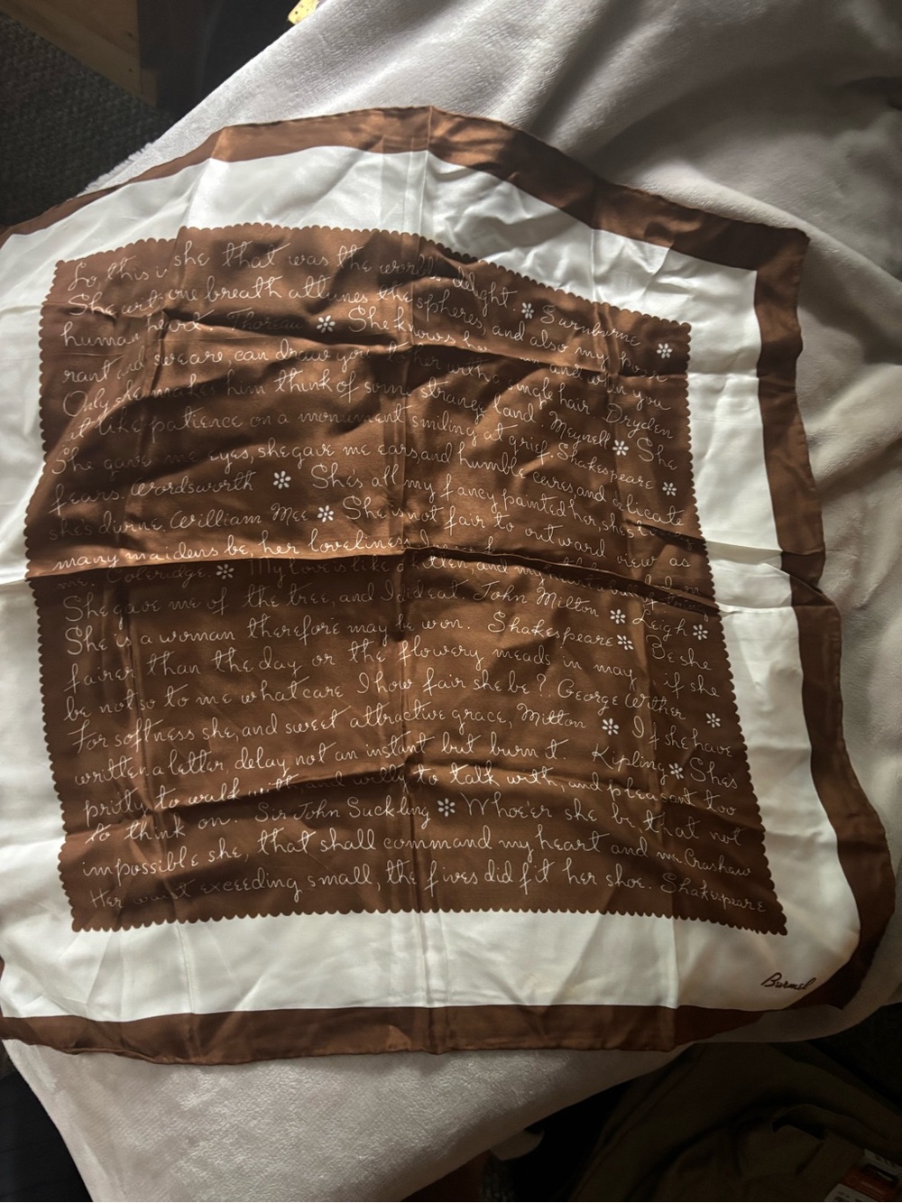 Burmel Hand Rolled Silk Brown and Cream Scarf